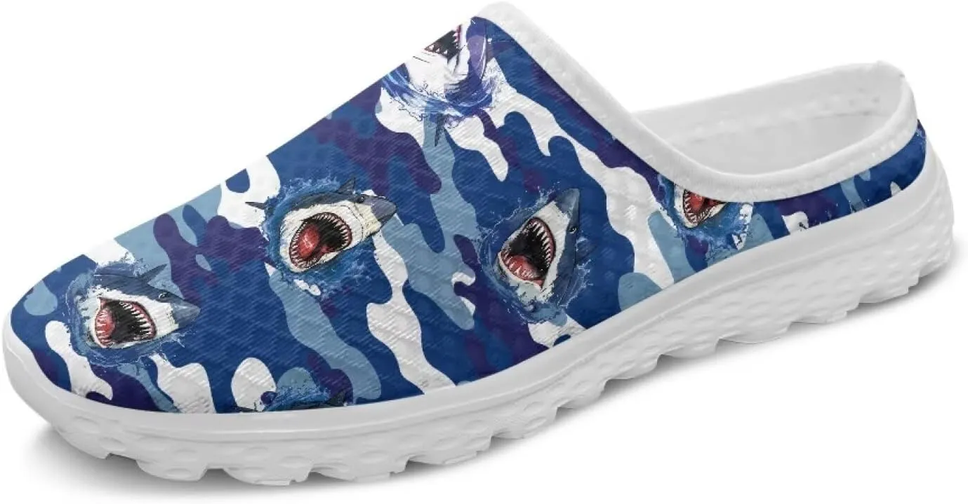 2025 Trendy Backless Mule Shoes Mens Print Mesh Clogs, Light, Breathable, Anti-Slip, Ideal for Casual Wear