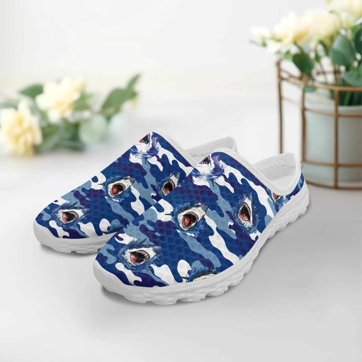 2025 Trendy Backless Mule Shoes Mens Print Mesh Clogs, Light, Breathable, Anti-Slip, Ideal for Casual Wear