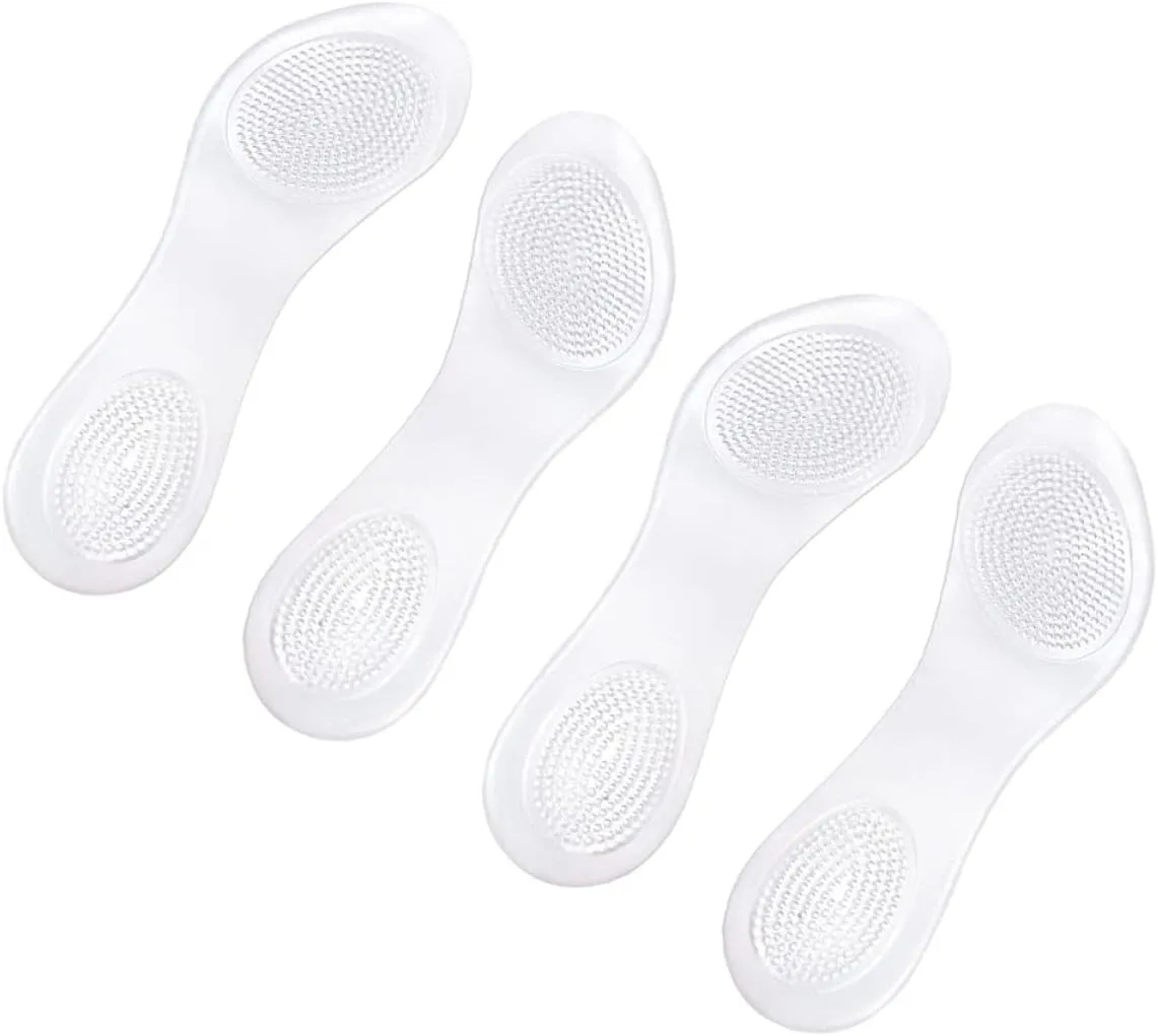 2Pairs Transparent Shockproof Massage Insoles for Women of Non Slip Foot Support Pads for High Heels Flats Casual Shoes Relief Comfort