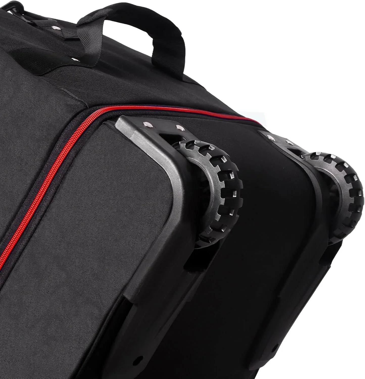 32" 110L Expandable 140L Soft-Sided Rolling Duffle Bag, Foldable Extra Large Sport Bag with 2-Inline Wheels, Black-Red