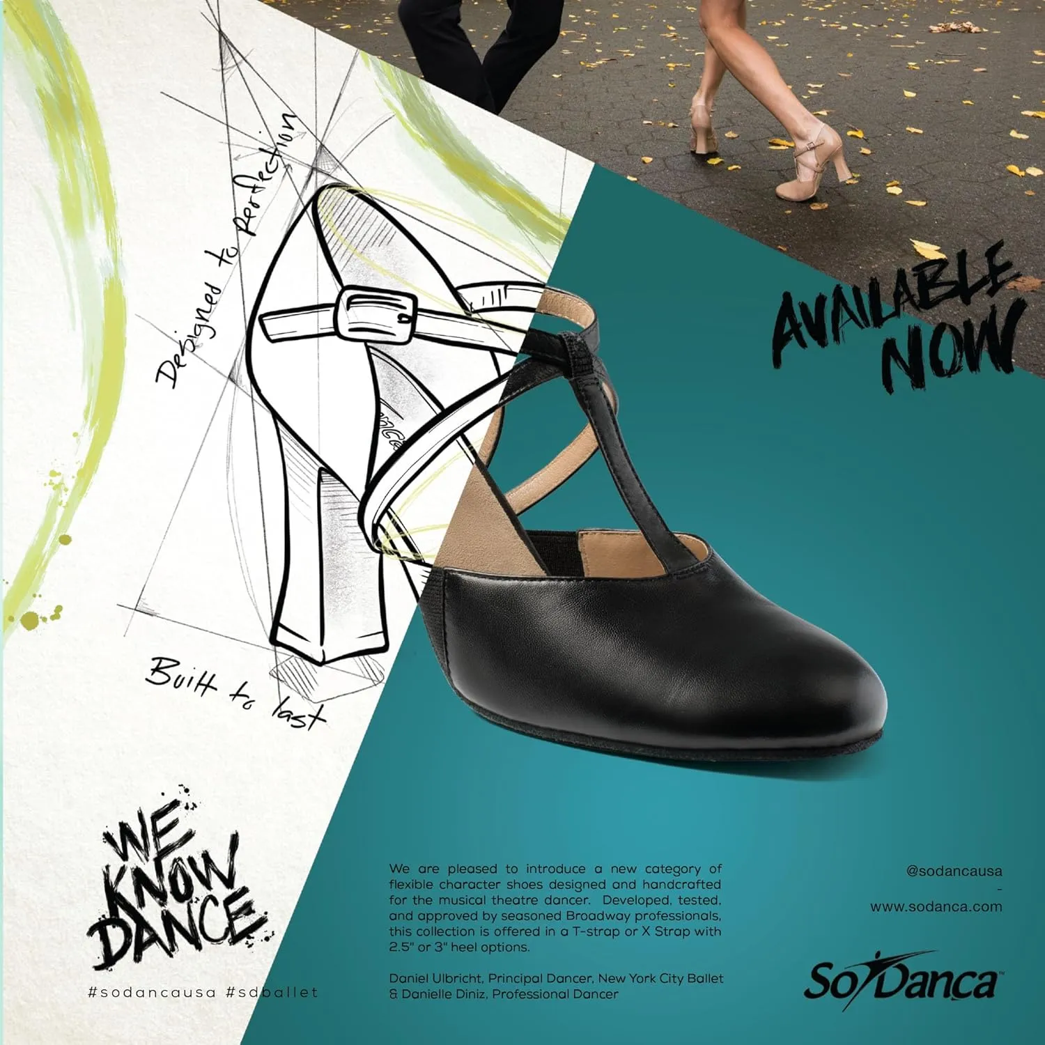 3" Heel T-Strap Broadway Cabaret Shoe, Professional Dance Shoes for Women, Support and Comfort- Roxy - SD153