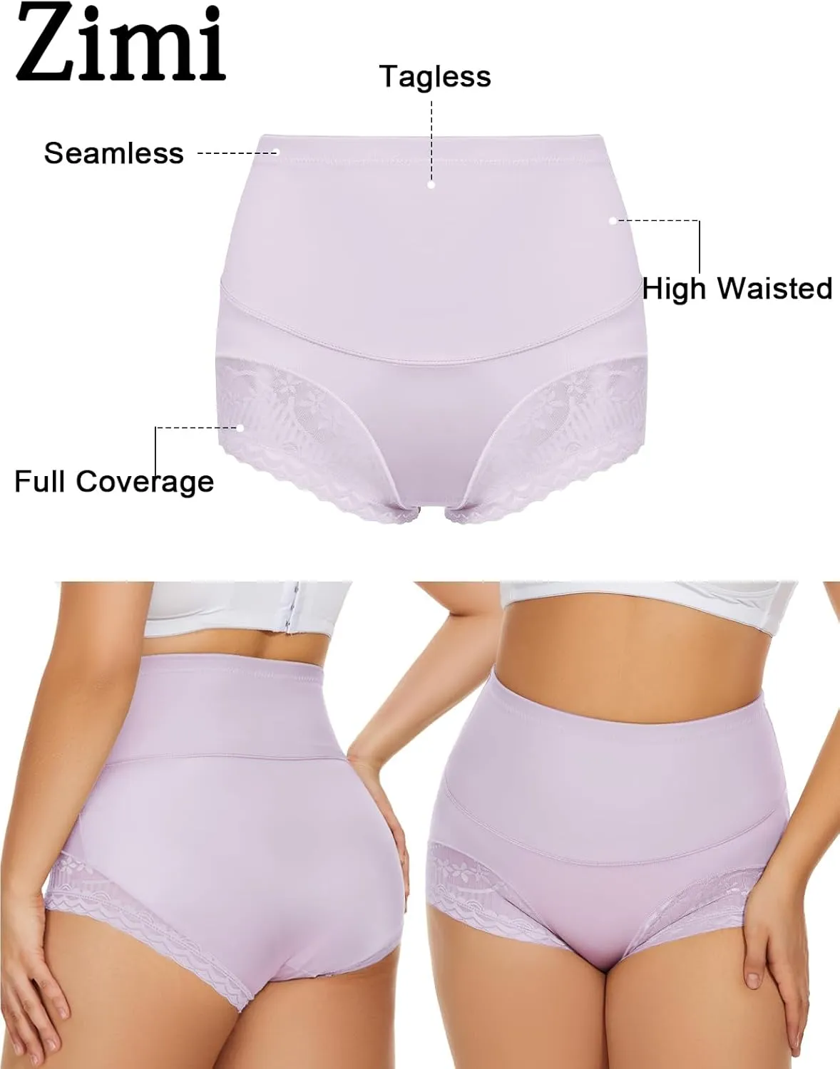 4 Packs Women's Tummy Control Underwear High Waisted Shapewear Panties Stretch Full Coverage Briefs