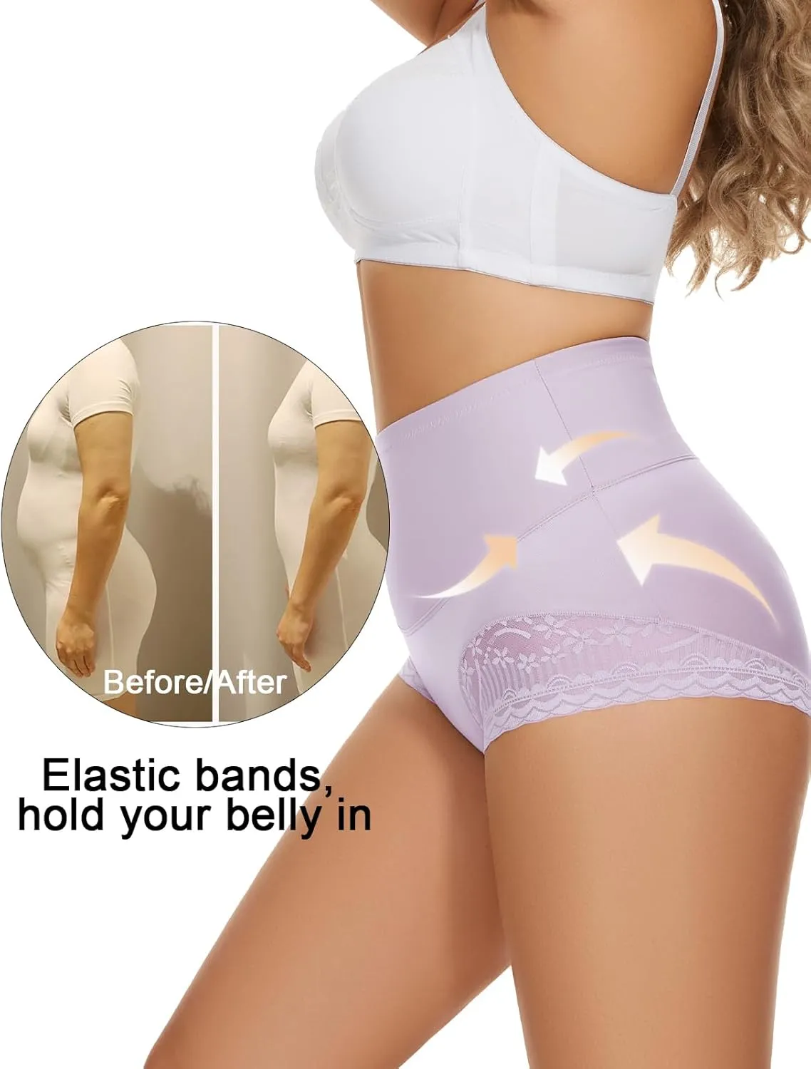 4 Packs Women's Tummy Control Underwear High Waisted Shapewear Panties Stretch Full Coverage Briefs