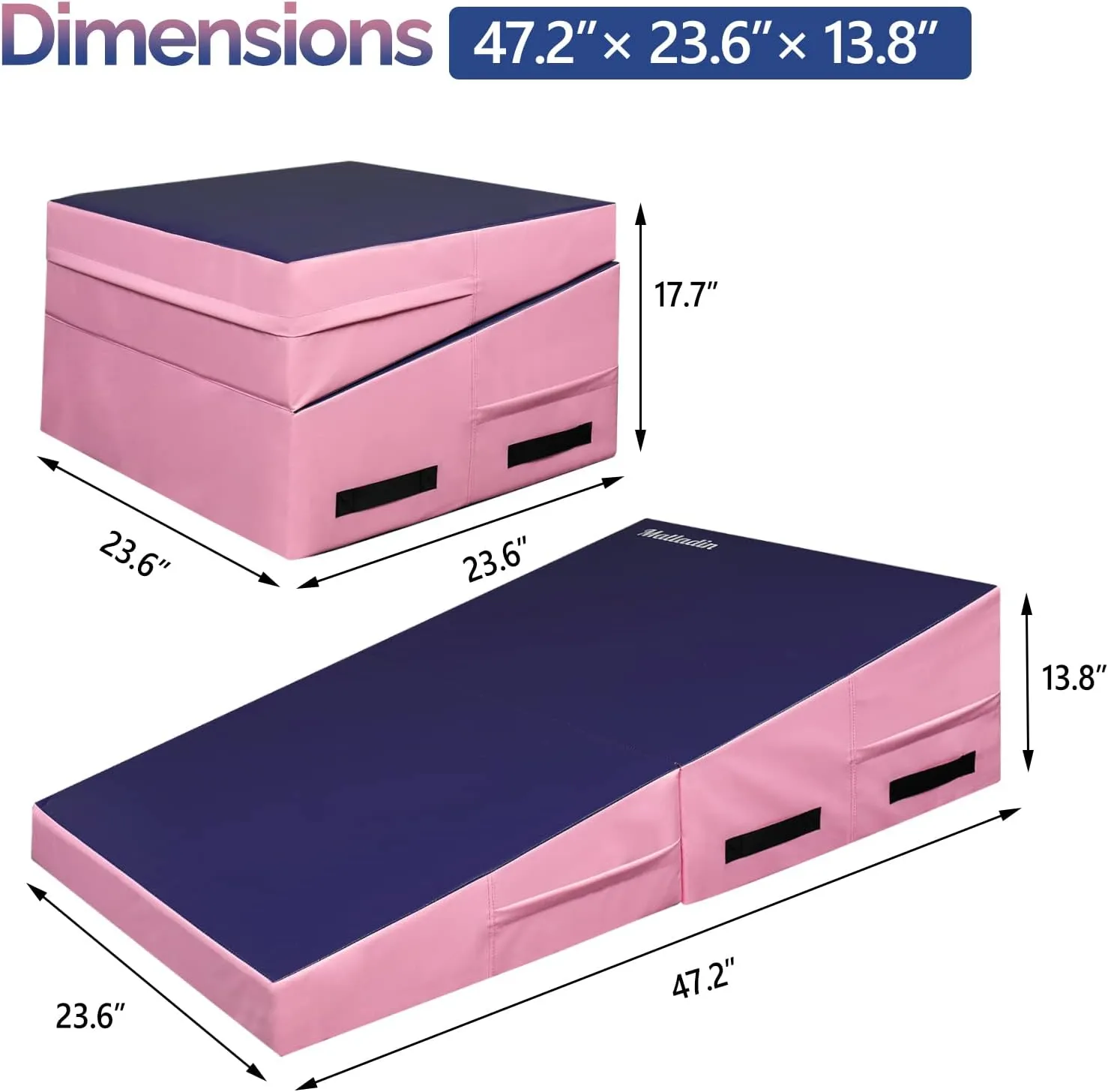 48"x24"x14" Tumbling Mat - Folding Gymnastics Cheese Wedge Mat for Kids, Girls Home Training