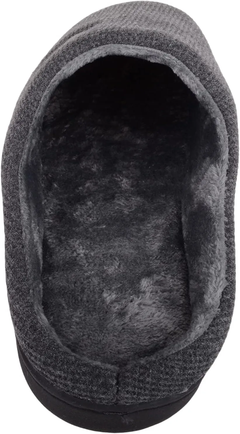 ABSOLUTE FOOTWEAR Mens Slip On Open Back Fleece Lined Winter Mule Slippers