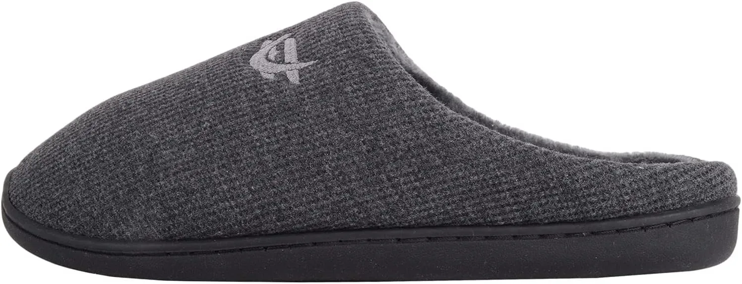 ABSOLUTE FOOTWEAR Mens Slip On Open Back Fleece Lined Winter Mule Slippers
