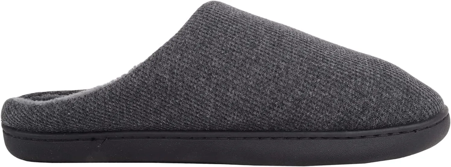 ABSOLUTE FOOTWEAR Mens Slip On Open Back Fleece Lined Winter Mule Slippers
