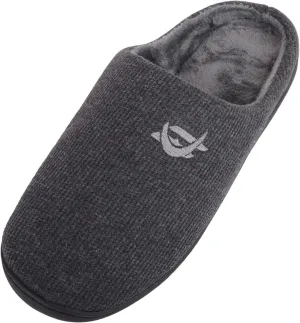 ABSOLUTE FOOTWEAR Mens Slip On Open Back Fleece Lined Winter Mule Slippers