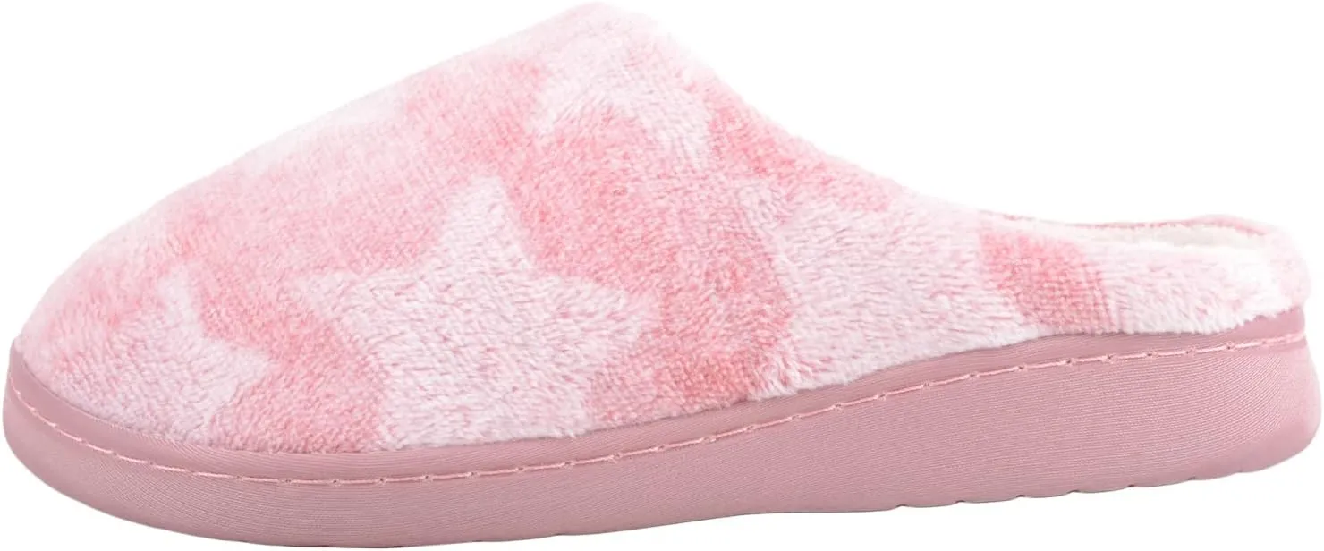 ABSOLUTE FOOTWEAR Womens Soft Embossed Star Slip on Winter Mule Slippers