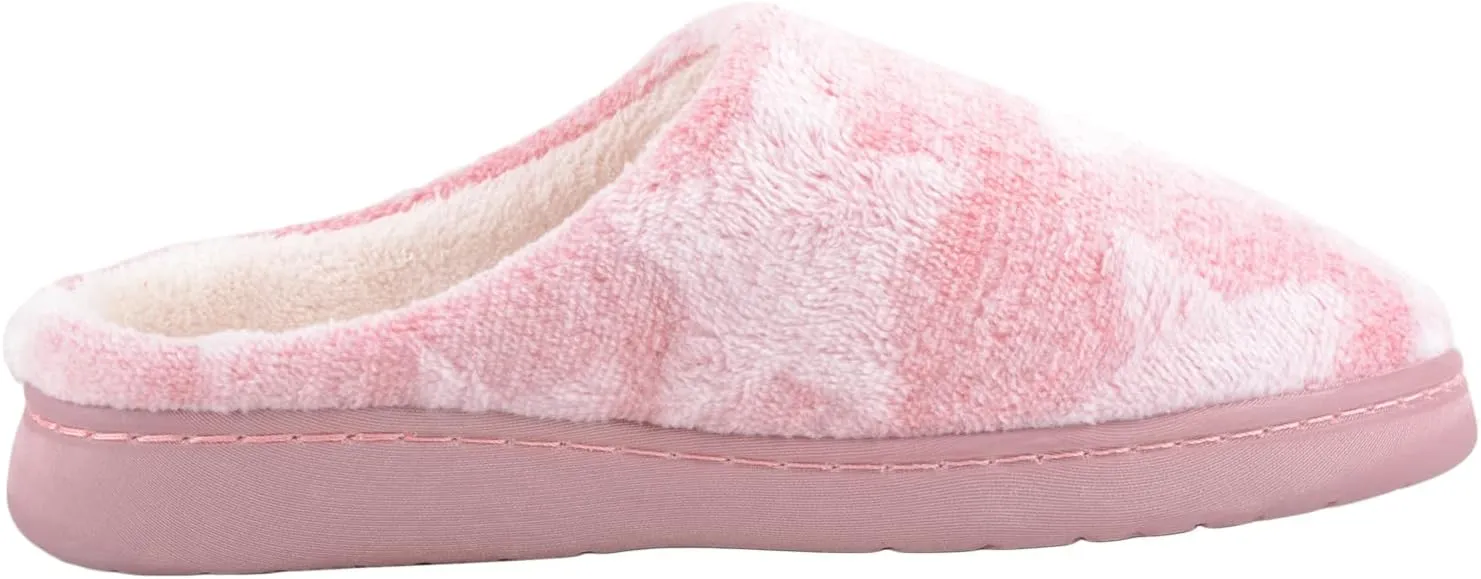 ABSOLUTE FOOTWEAR Womens Soft Embossed Star Slip on Winter Mule Slippers
