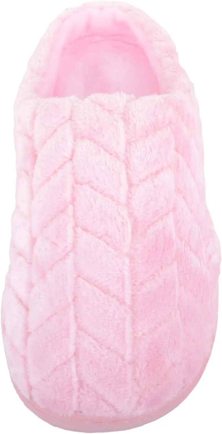 ABSOLUTE FOOTWEAR Womens Soft Velour Style Slip On Open Back Mule Slippers with Diamond Design