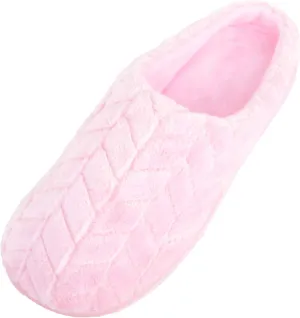 ABSOLUTE FOOTWEAR Womens Soft Velour Style Slip On Open Back Mule Slippers with Diamond Design