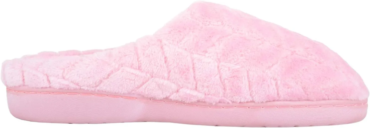 ABSOLUTE FOOTWEAR Womens Soft Velour Style Slip On Open Back Mule Slippers with Diamond Design
