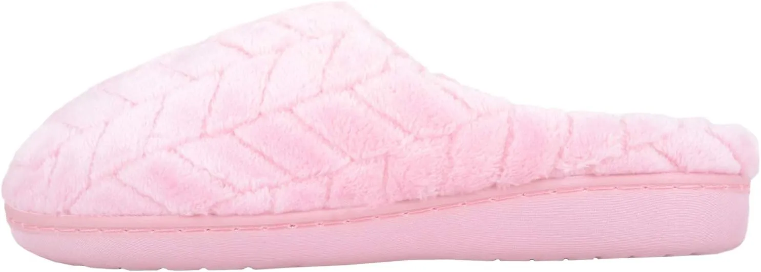 ABSOLUTE FOOTWEAR Womens Soft Velour Style Slip On Open Back Mule Slippers with Diamond Design