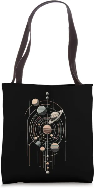 Abstract Celestial Orbits - Minimalist Cosmic Design Tote Bag