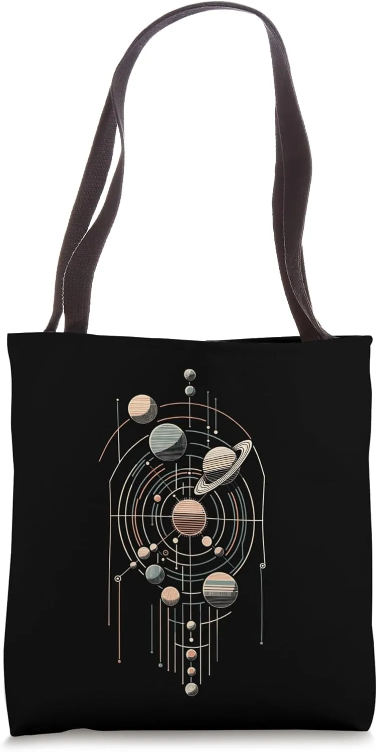 Abstract Celestial Orbits - Minimalist Cosmic Design Tote Bag