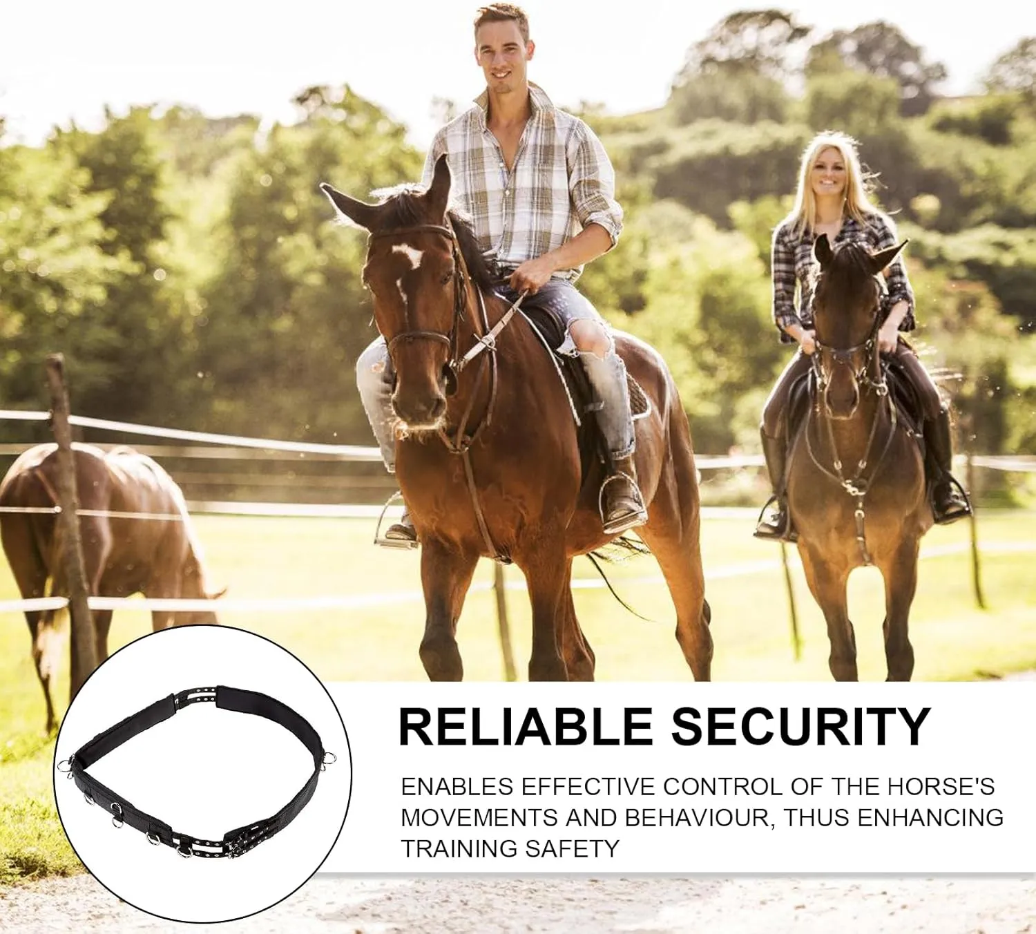 Adjustable Horse Training Surcingle for Horse Feed and Water Bottle Multifunctional Equestrians Training Girth Backpack