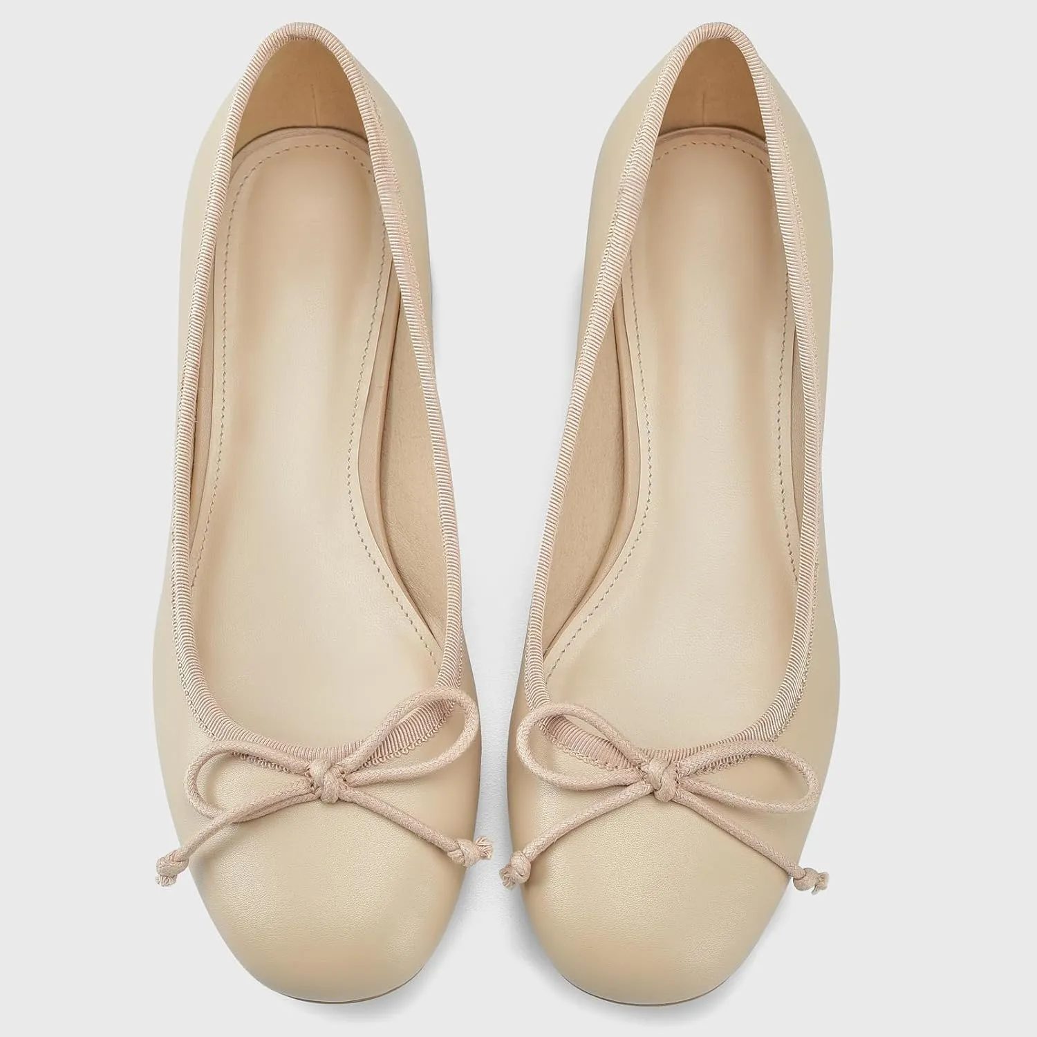 Adrizzlein Ballet Flats Shoes for Women Bowknot Round Toe Slip On Flats Pumps Comfort Chunky Low Heel Dress Shoes