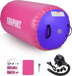 Air Barrel - Air Roller Gymnastics Barrel for Back Handspring Trainer, Air Track Tumble Mat with Pump for Gym Training/Yoga Balance Exercise/Cheerleading/Home and Outdoor Use