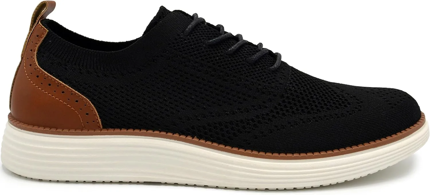 AKADEMIKS Men's Olney Wingtip Knit Oxford, Sleek Breathable Dress Shoes