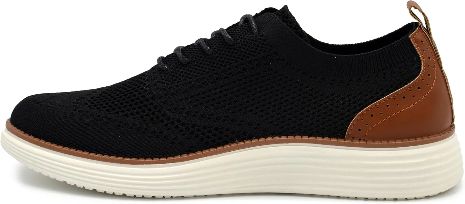 AKADEMIKS Men's Olney Wingtip Knit Oxford, Sleek Breathable Dress Shoes