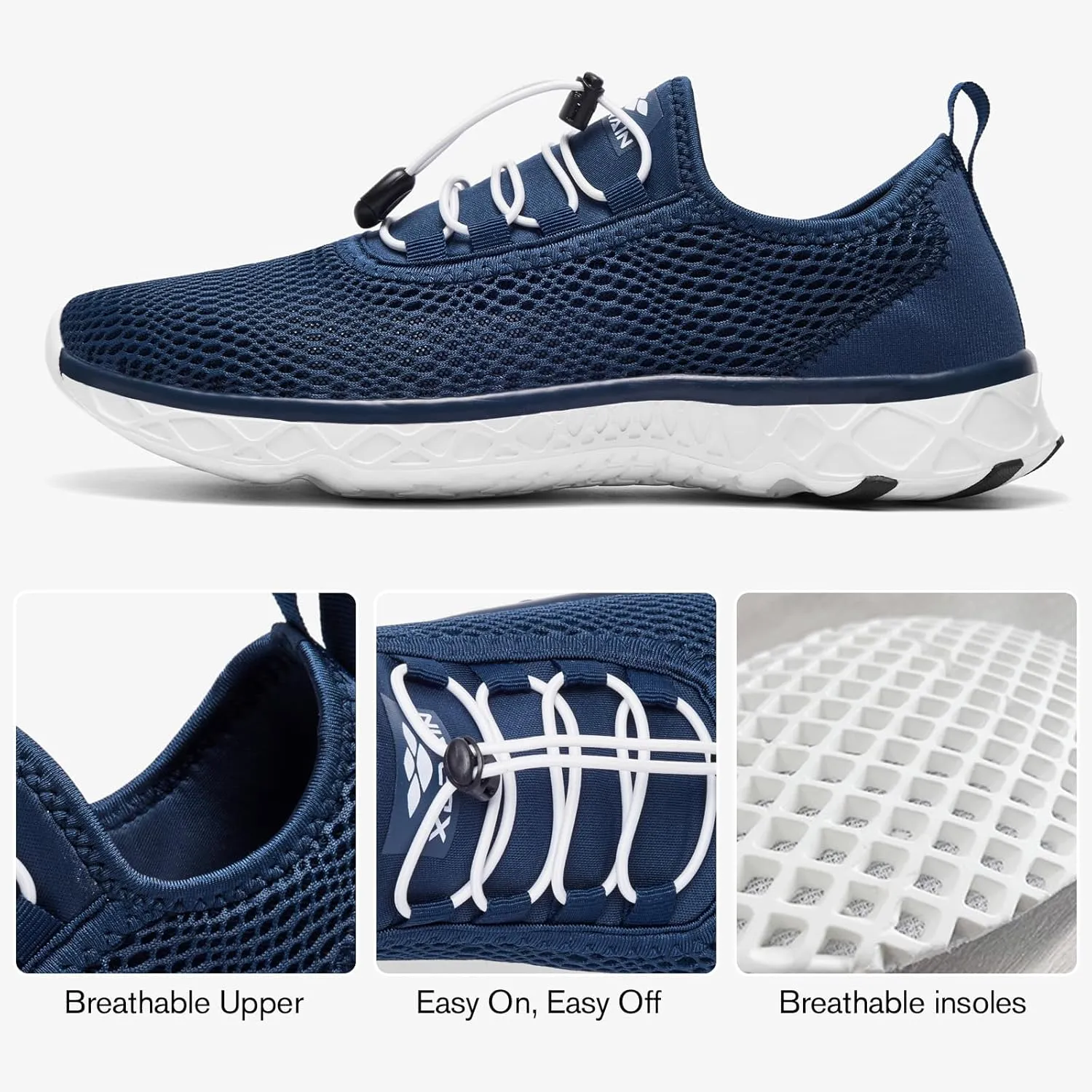 ALEADER Men's Stylish Water Shoes, Quick-Dry Xdrain Water Sneakers, Lightweight & Comfort Footed