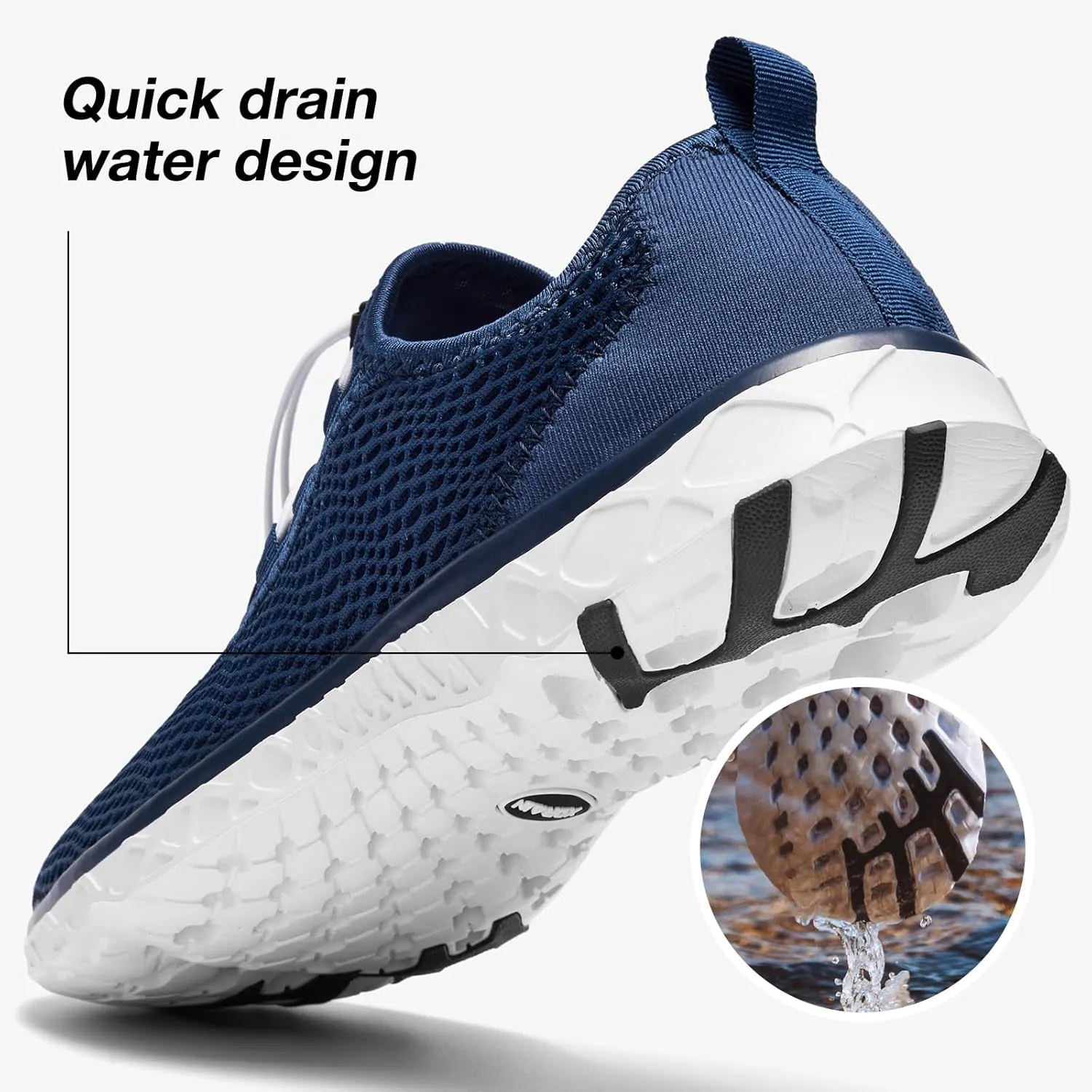 ALEADER Men's Stylish Water Shoes, Quick-Dry Xdrain Water Sneakers, Lightweight & Comfort Footed
