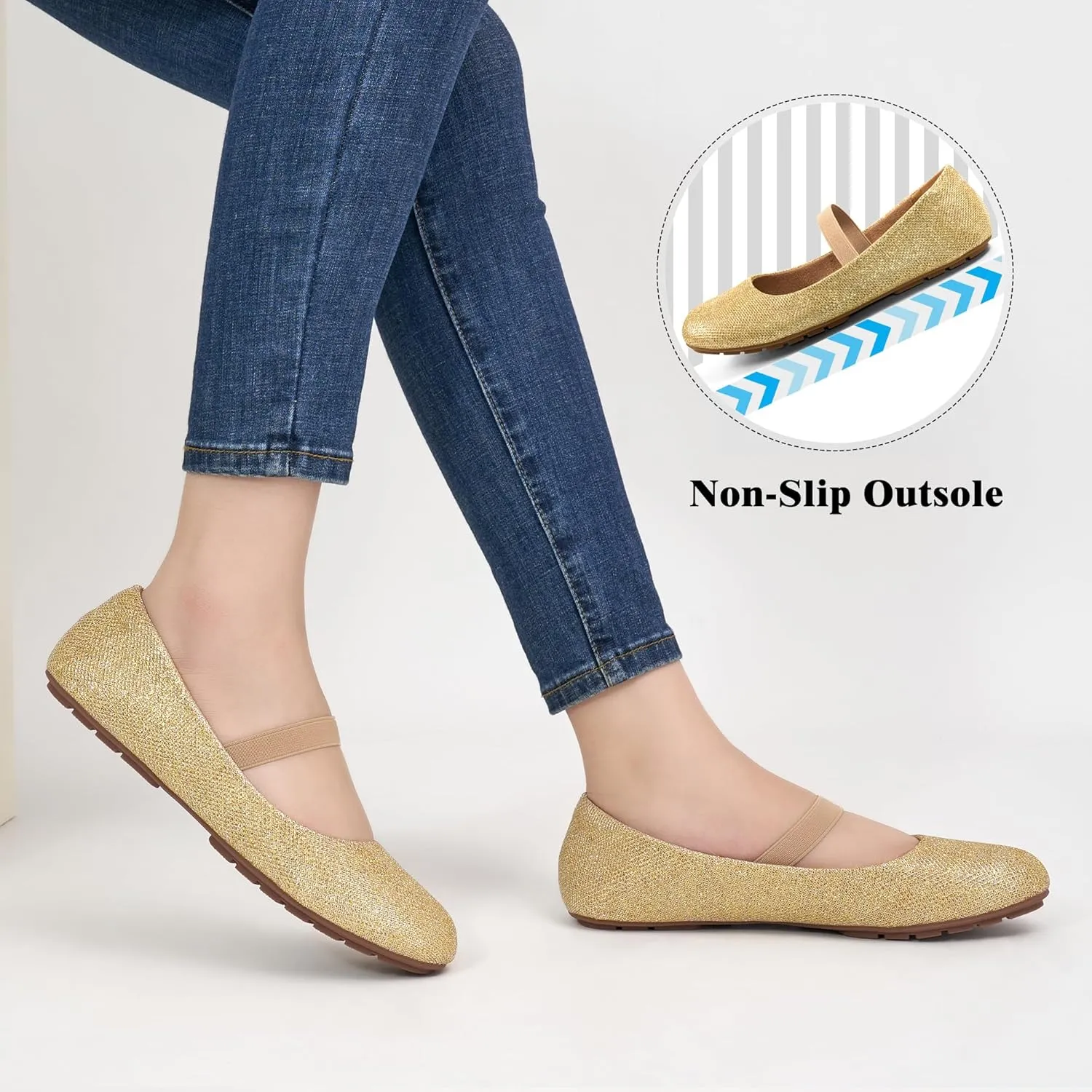 Alicegana Flats for Women Ballet Shoes: Comfortable Dressy Slip On Flats Casual Walking Wedding Penny Loafers