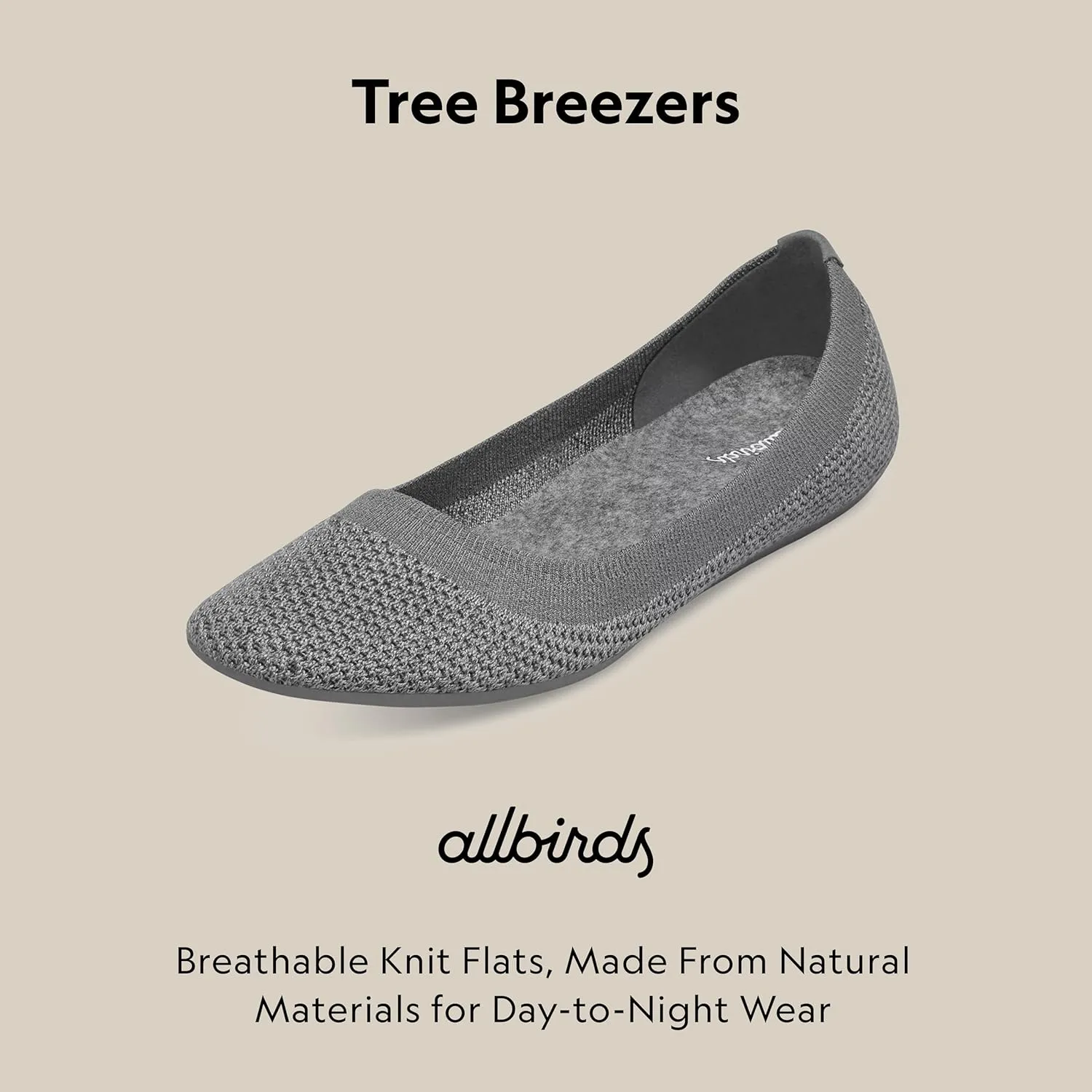 Allbirds Women’s Tree Breezers, Knit Ballet Flats, Slip-On Everyday Round Toe Shoes, Machine Washable Made with Natural Materials