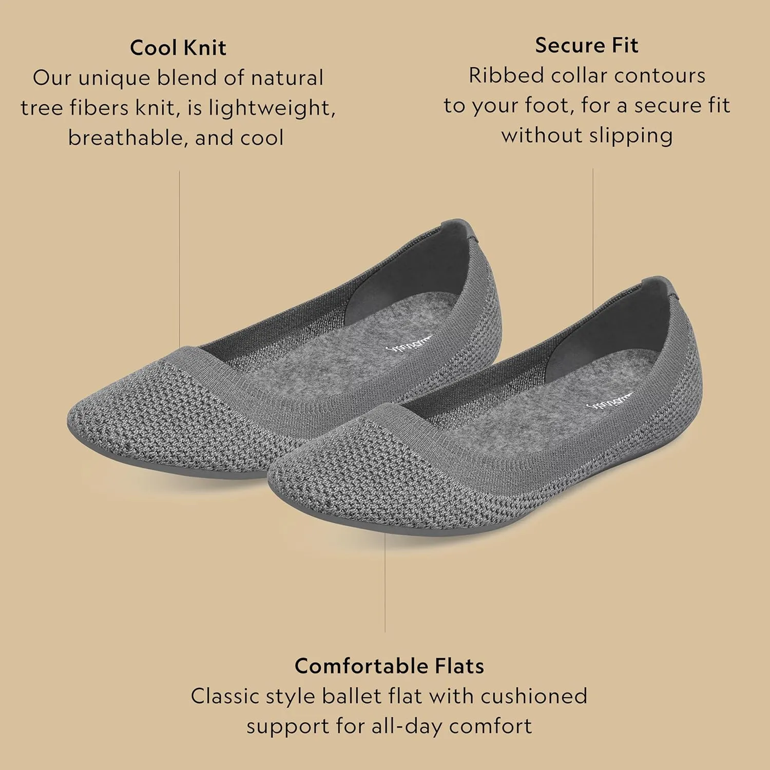 Allbirds Women’s Tree Breezers, Knit Ballet Flats, Slip-On Everyday Round Toe Shoes, Machine Washable Made with Natural Materials
