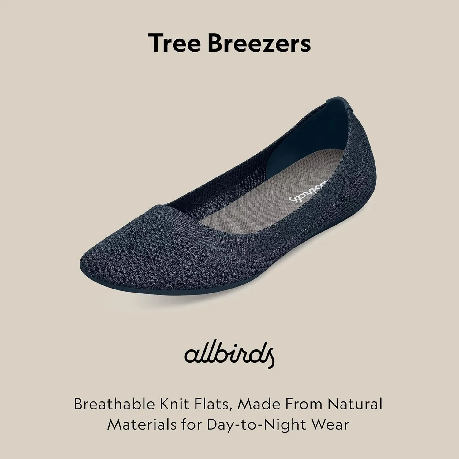 Allbirds Women’s Tree Breezers, Knit Ballet Flats, Slip-On Everyday Round Toe Shoes, Machine Washable Made with Natural Materials