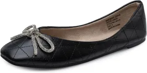 Alpine Swiss Myla Womens Ballet Flats Square Toe Rhinestone Bow Dressy Slip On Shoes