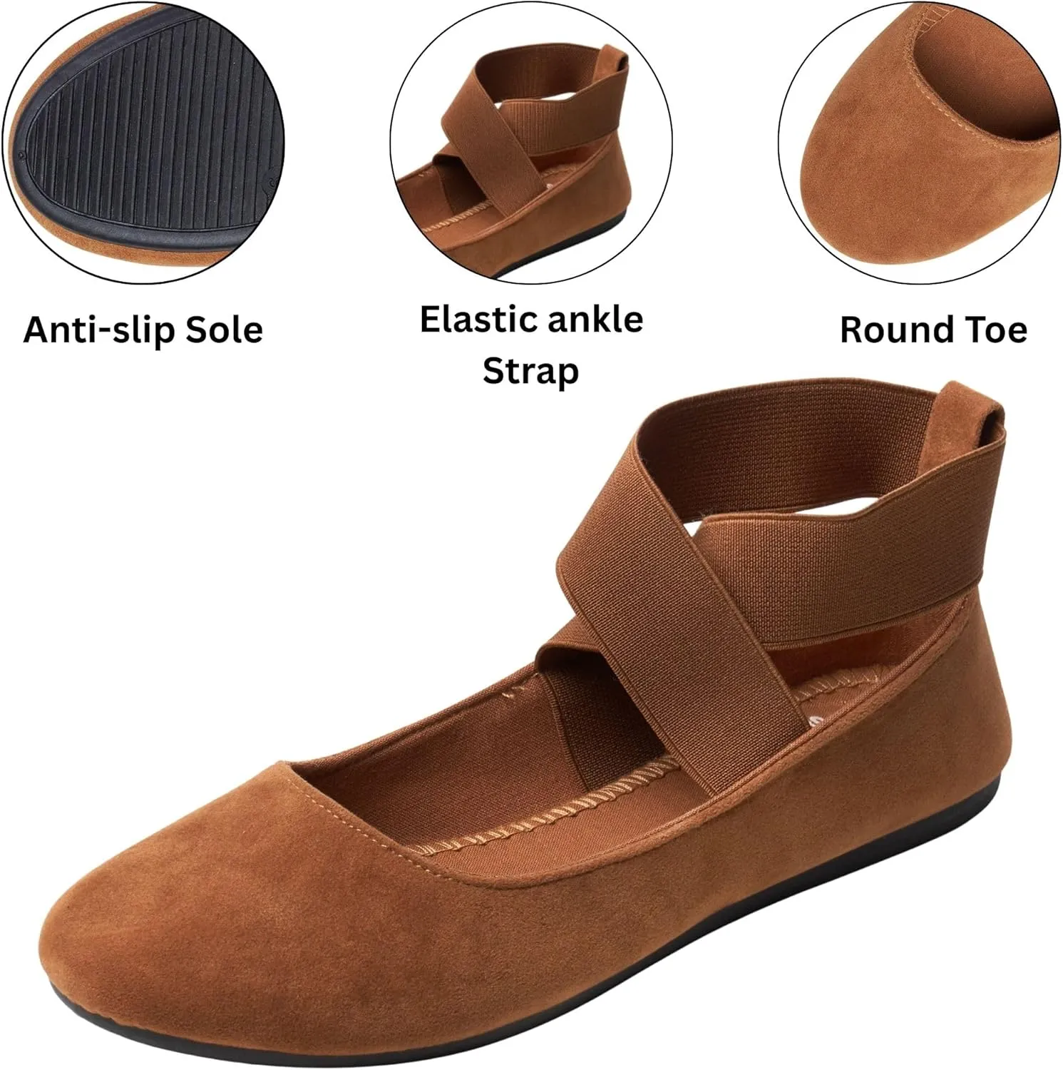 Alpine Swiss Peony Womens Ballet Flats Elastic Ankle Strap Shoes Slip On Loafers