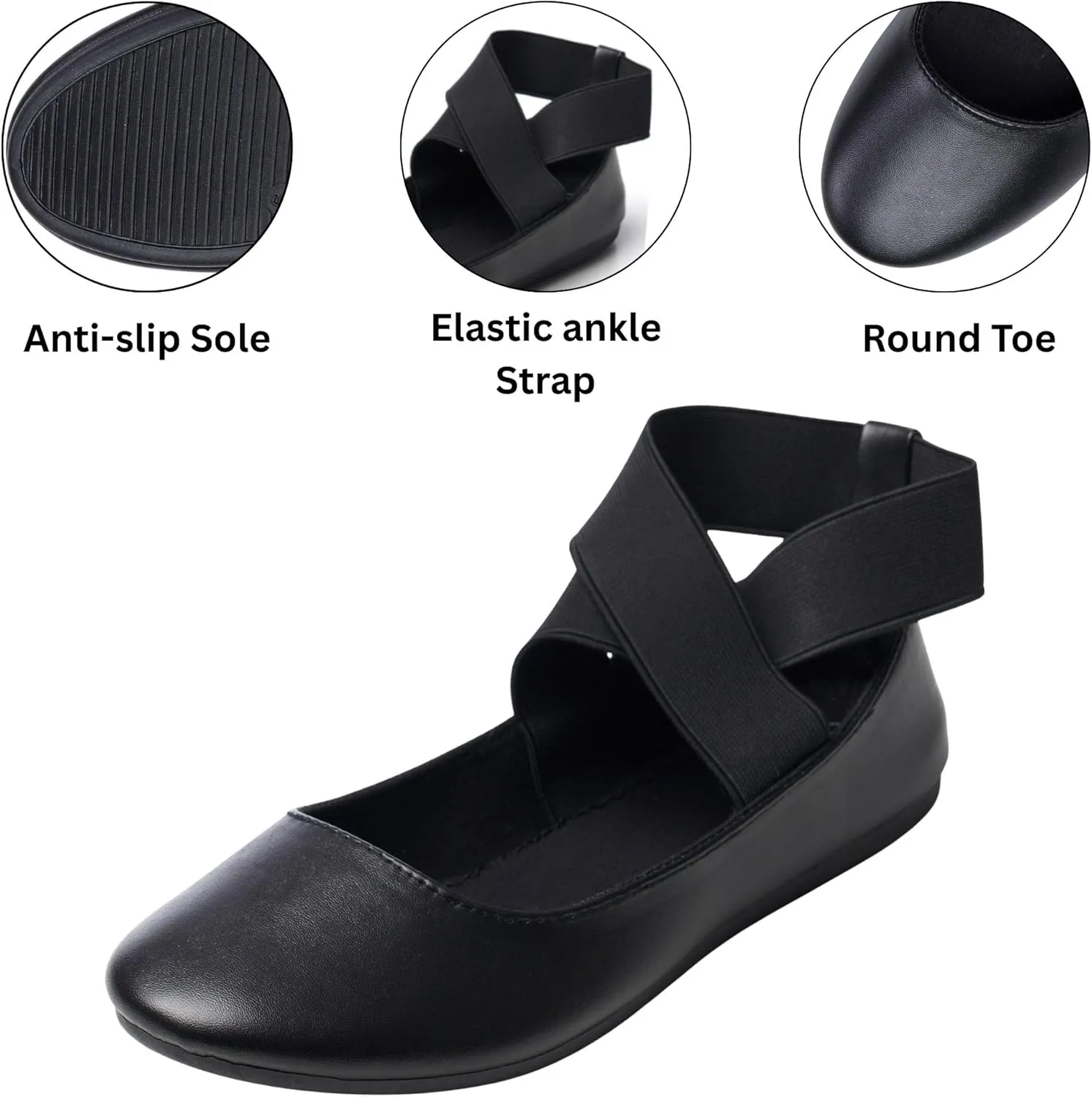 Alpine Swiss Peony Womens Ballet Flats Elastic Ankle Strap Shoes Slip On Loafers