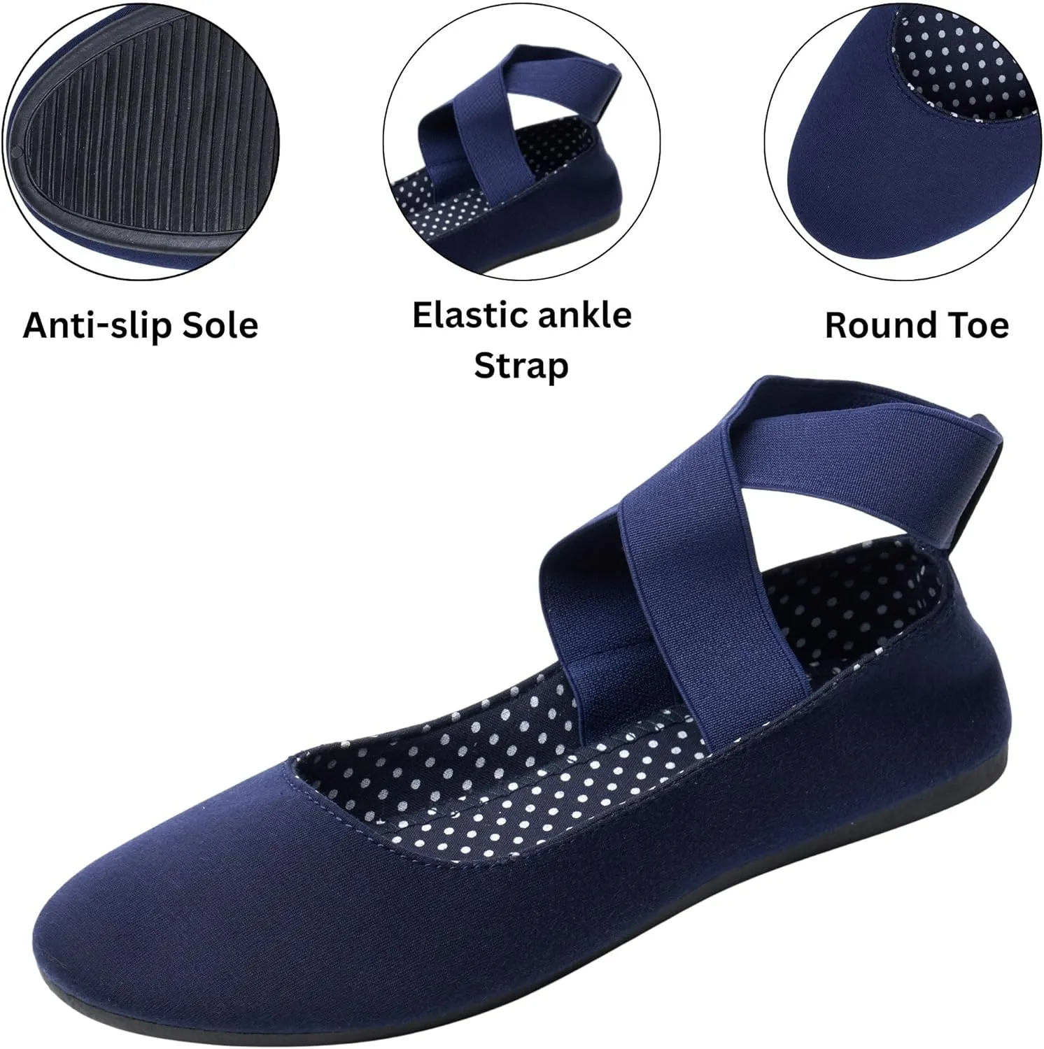 Alpine Swiss Peony Womens Ballet Flats Elastic Ankle Strap Shoes Slip On Loafers
