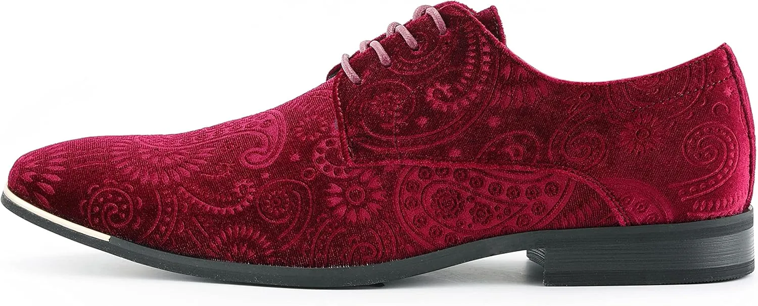 Amali Chadwick, Mens Dress Shoes - Lace Up Oxford Shoes for Men - Tuxedo Shoes, Paisley Pattern, Metal Tip, Mens Designer Shoes
