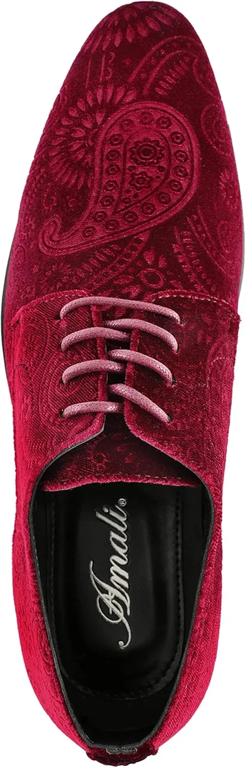 Amali Chadwick, Mens Dress Shoes - Lace Up Oxford Shoes for Men - Tuxedo Shoes, Paisley Pattern, Metal Tip, Mens Designer Shoes