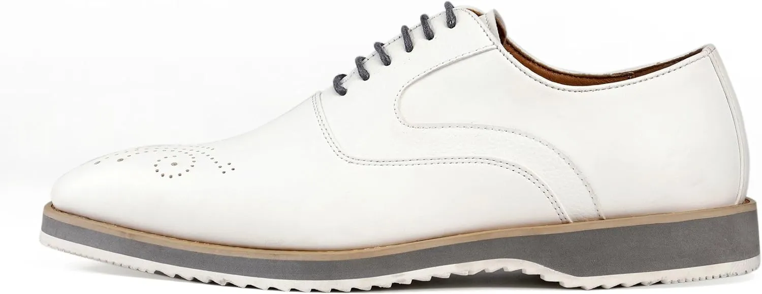 Amali Oxford Dress Shoes for Men with Textured Cap Toe, Men's Oxford Shoes Made from Premium PU Leather, Versatile Formal Footwear for All Occasions