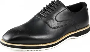 Amali Oxford Dress Shoes for Men with Textured Cap Toe, Men's Oxford Shoes Made from Premium PU Leather, Versatile Formal Footwear for All Occasions