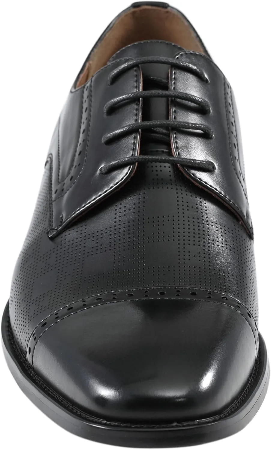 Amali Oxford Dress Shoes for Men with Textured Cap Toe, Men's Oxford Shoes Made from Premium PU Leather, Versatile Formal Footwear for All Occasions