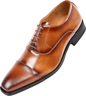 Amali Oxford Dress Shoes for Men with Textured Cap Toe, Men's Oxford Shoes Made from Premium PU Leather, Versatile Formal Footwear for All Occasions