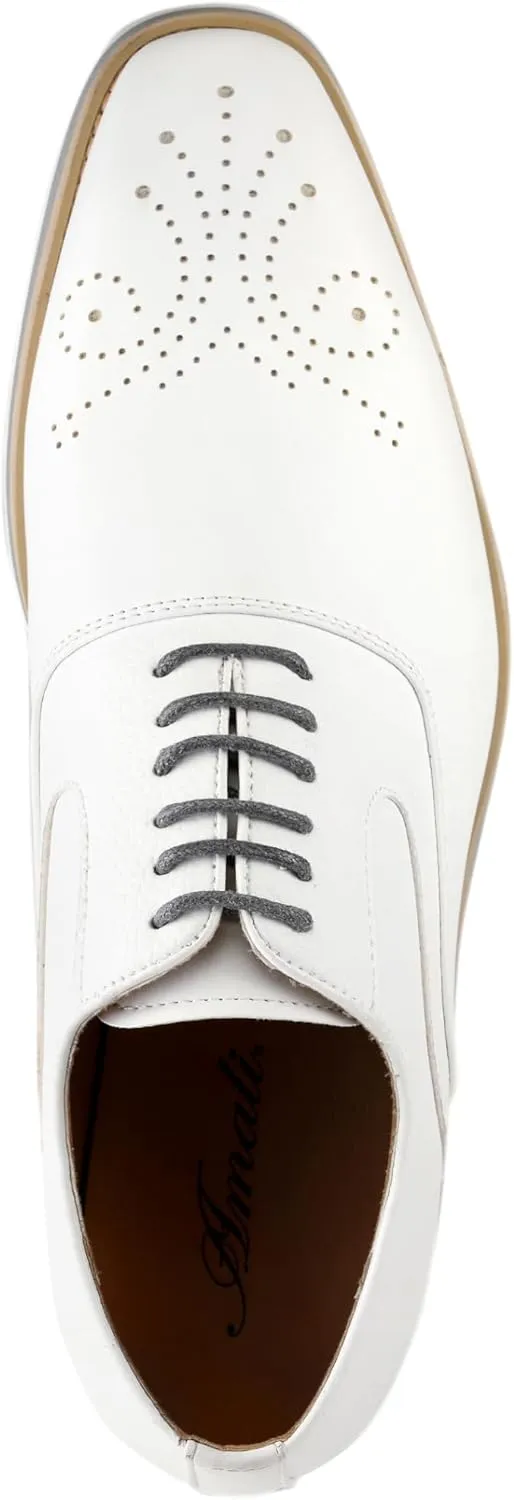 Amali Oxford Dress Shoes for Men with Textured Cap Toe, Men's Oxford Shoes Made from Premium PU Leather, Versatile Formal Footwear for All Occasions
