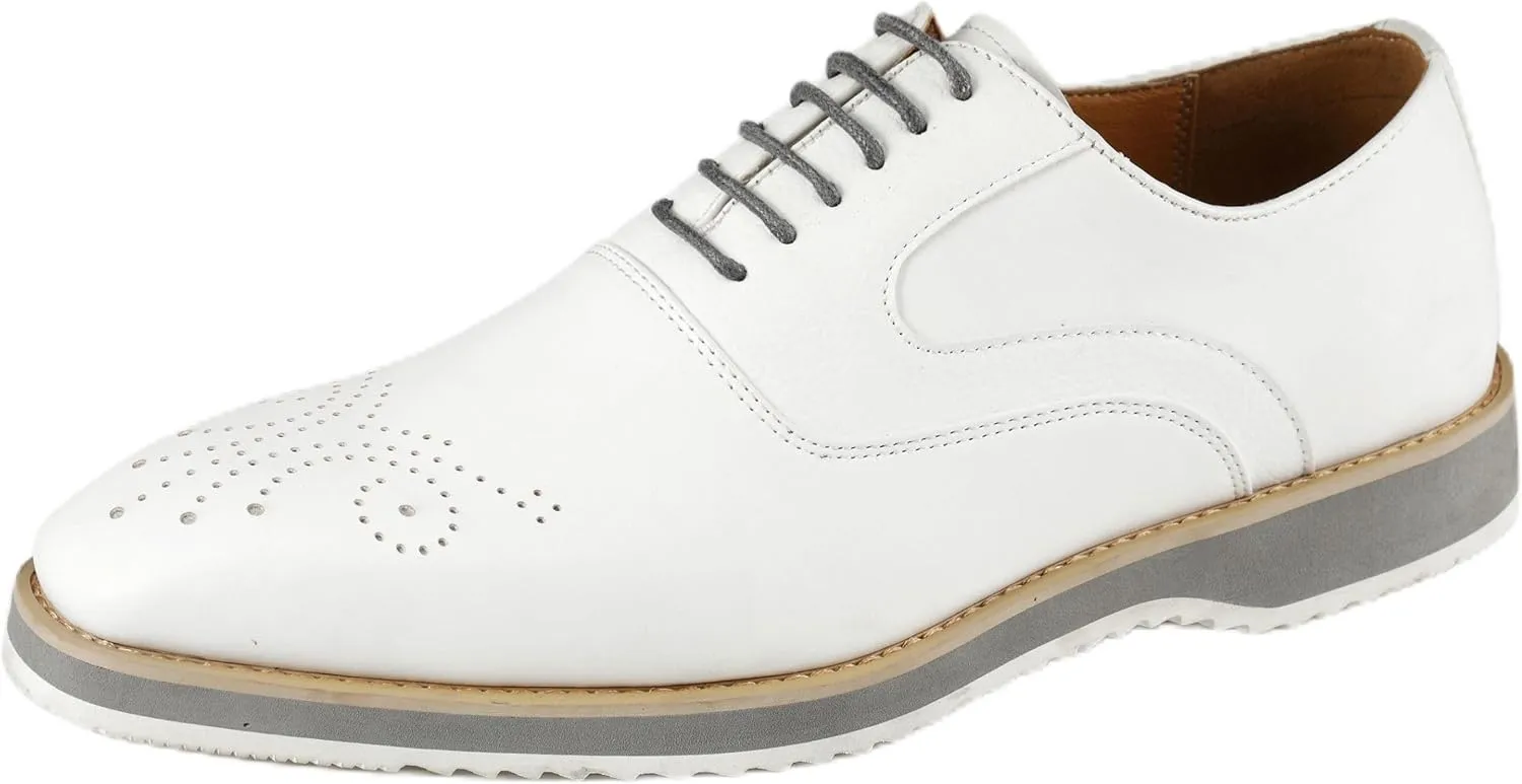 Amali Oxford Dress Shoes for Men with Textured Cap Toe, Men's Oxford Shoes Made from Premium PU Leather, Versatile Formal Footwear for All Occasions