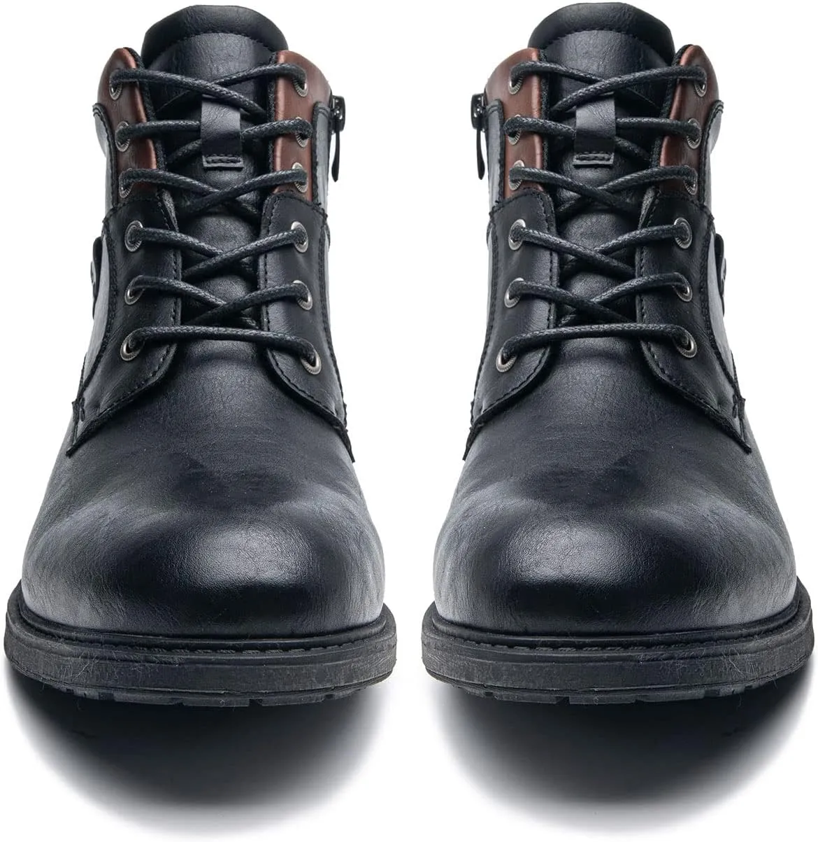 AMAPO Men Oxford Boots, Buckle Dress Boot, Casual Men Boots Lace-Up Side Zipper