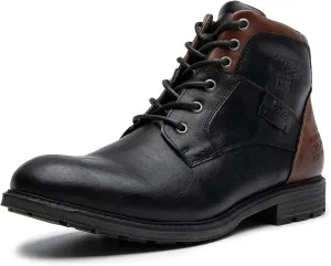 AMAPO Men Oxford Boots, Buckle Dress Boot, Casual Men Boots Lace-Up Side Zipper