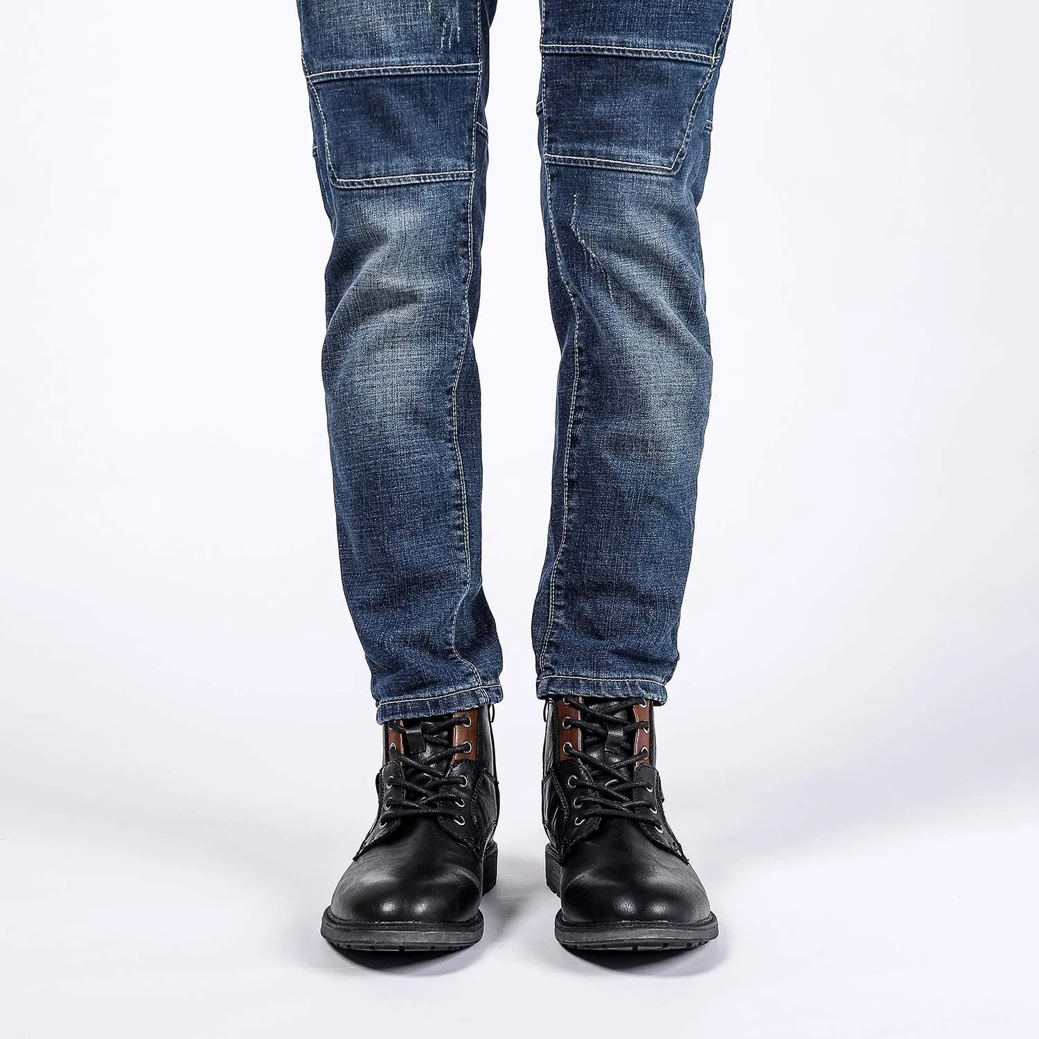 AMAPO Men Oxford Boots, Buckle Dress Boot, Casual Men Boots Lace-Up Side Zipper