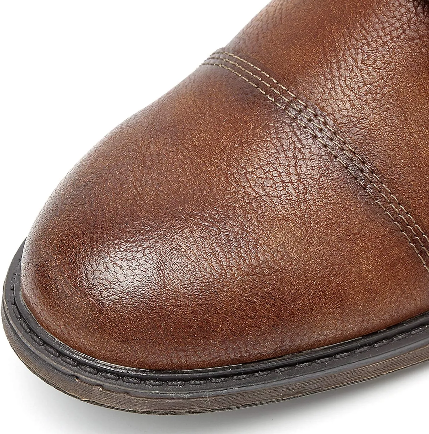 AMAPO Men Oxford Boots, Buckle Dress Boot, Casual Men Boots Lace-Up Side Zipper