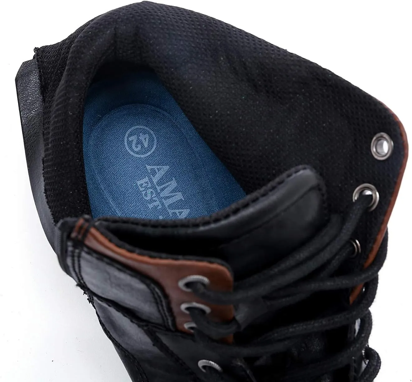 AMAPO Men Oxford Boots, Buckle Dress Boot, Casual Men Boots Lace-Up Side Zipper