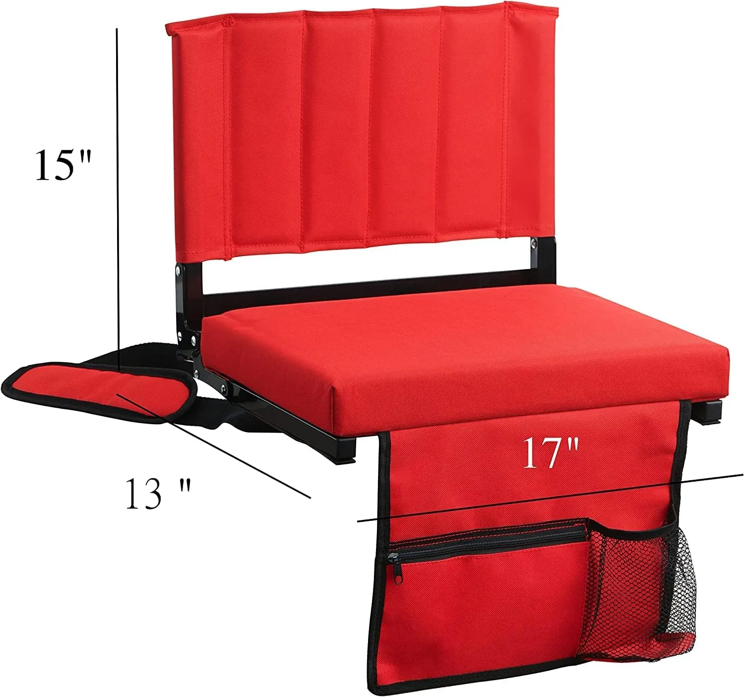 Amazing for less Stadium Seat for Bleachers with Padded Cushion Foldable Stadium Seat Chairs with Back Support, Shoulder Strap, Built-in Cup Holder (Red, 2-Chairs)