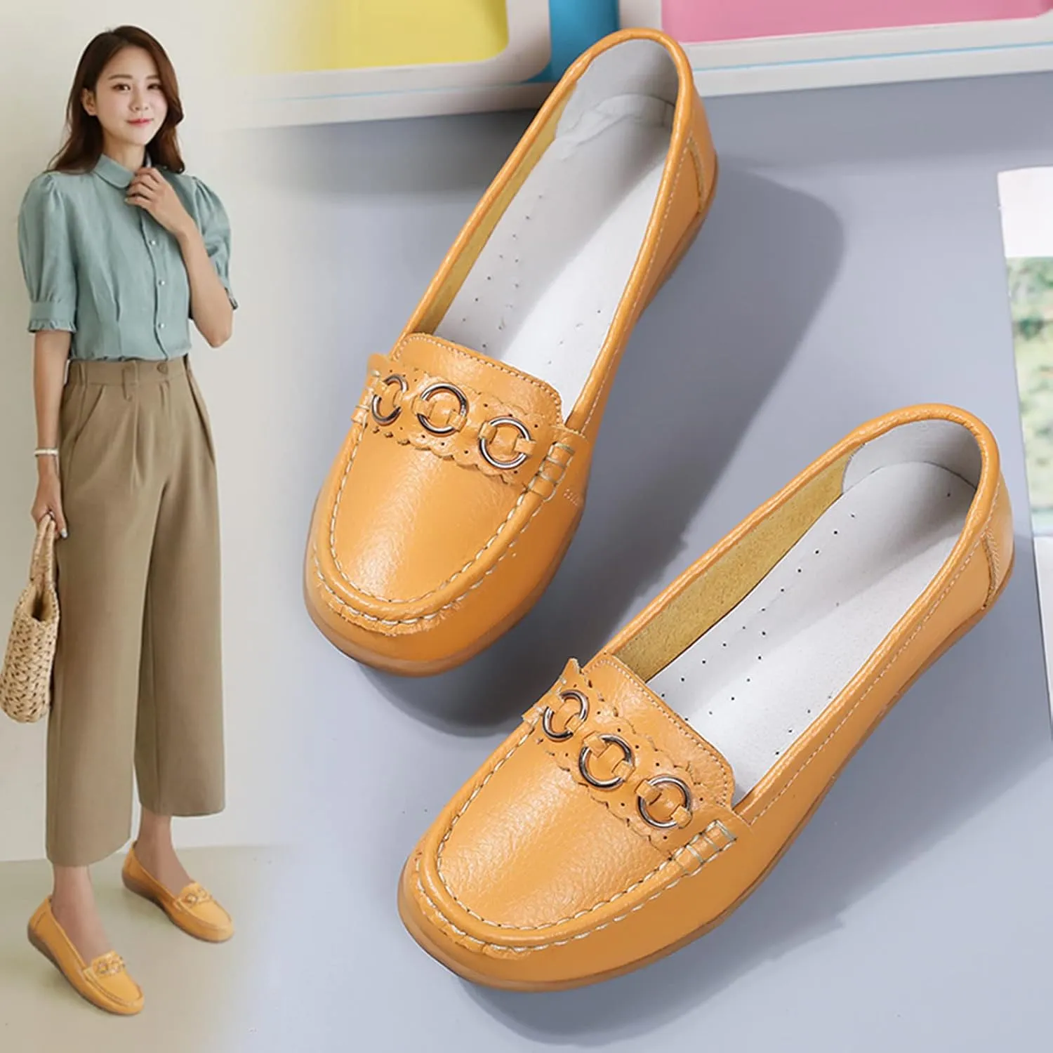 AMDBEL Loafers for Women 2024, Women's Loafers & Slip-ons Penny Comfort Shoes Dressy Office Work Slip on Leather Loafers